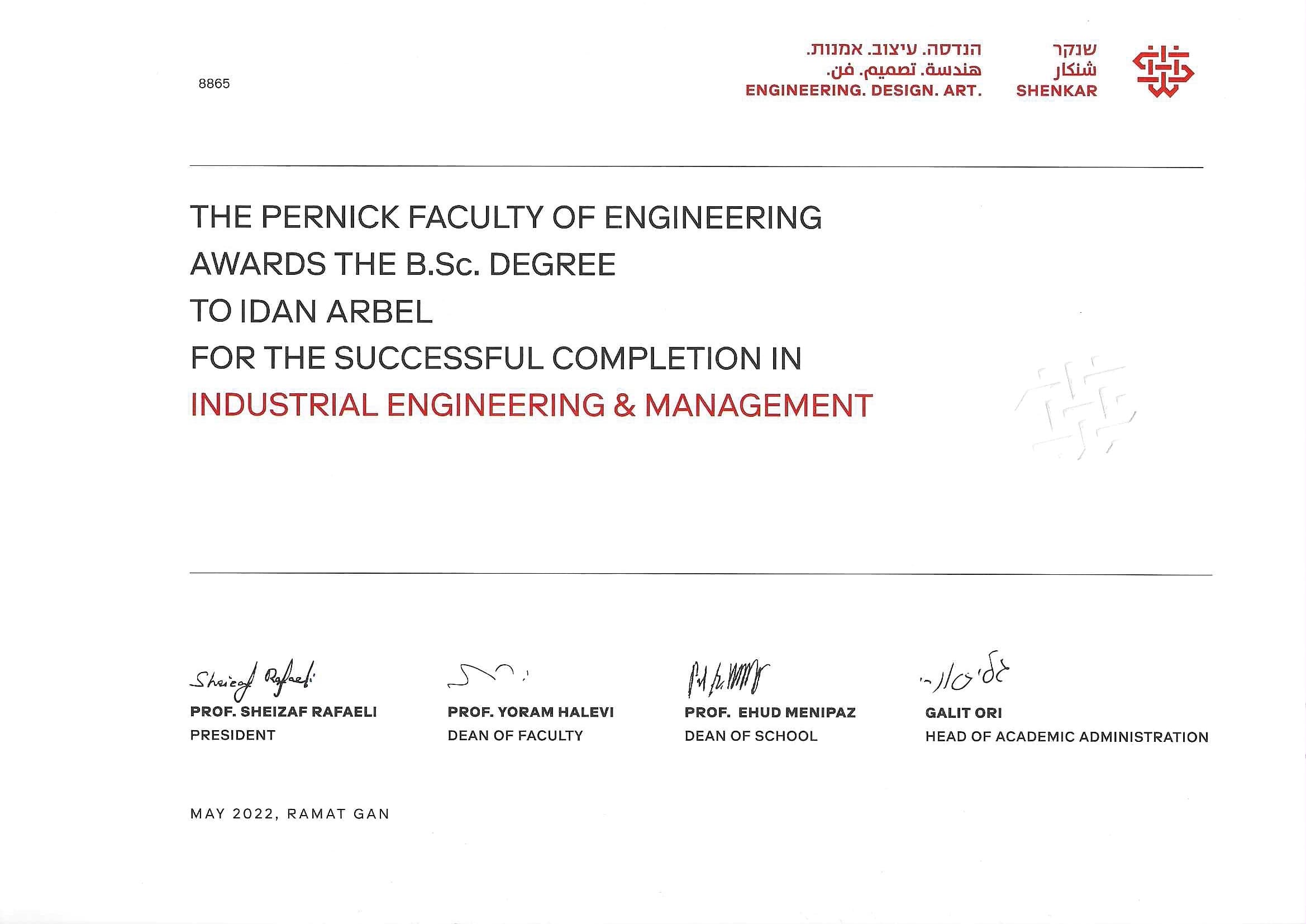 B.Sc. Certificate